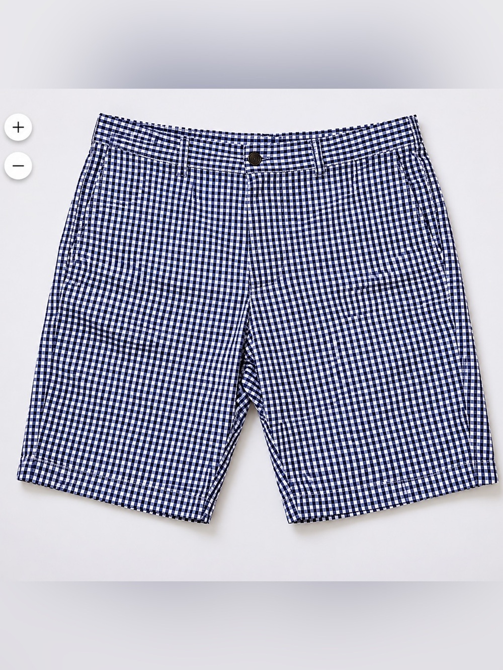 Brooks Brothers Navy and White Gingham Flat-Front Shorts